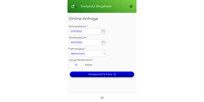 Camping - Lebensmittel - So sieht das Buchungsformular von direst auf ihrer Webseite aus - direst GmbH
